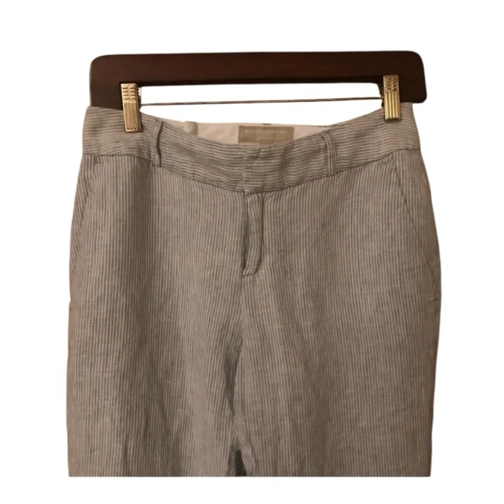 Banana Republic Linen Grey Stripe Martin Fit Trouser pant chic coastal Old Money